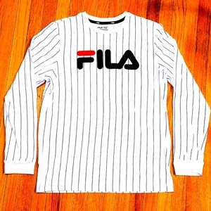 FILA Long Sleeve Pinstripe White Shirt